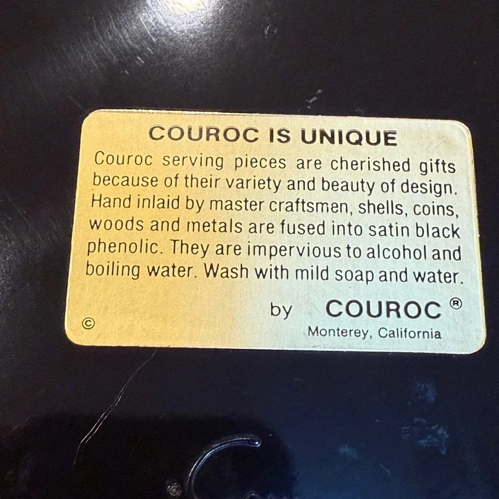 Vintage Conrac Monterey California Black Gloss Serving Tray 1714 Meeting House
